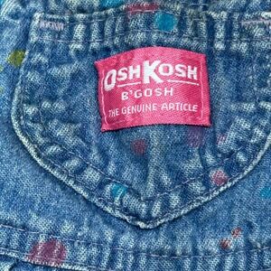 OshKosh B'Gosh Vintage Denim Overalls Paint Splatter Accents Kids